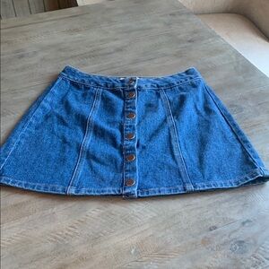 Brandy Melville Denim Button Down A-Line Mini Skirt size 26 100% Cotton